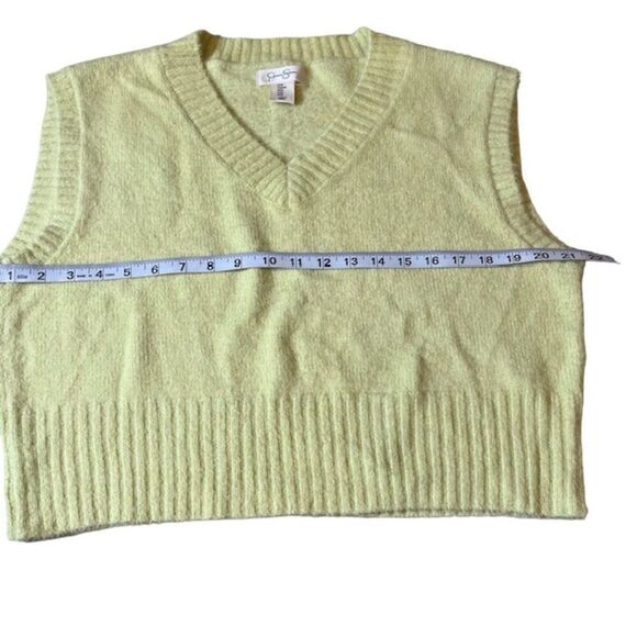 NWOT Jessica Simpson Sleeveless Sweater Vest Solid Lemon Lime V-Neck Size Medium - Picture 6 of 8